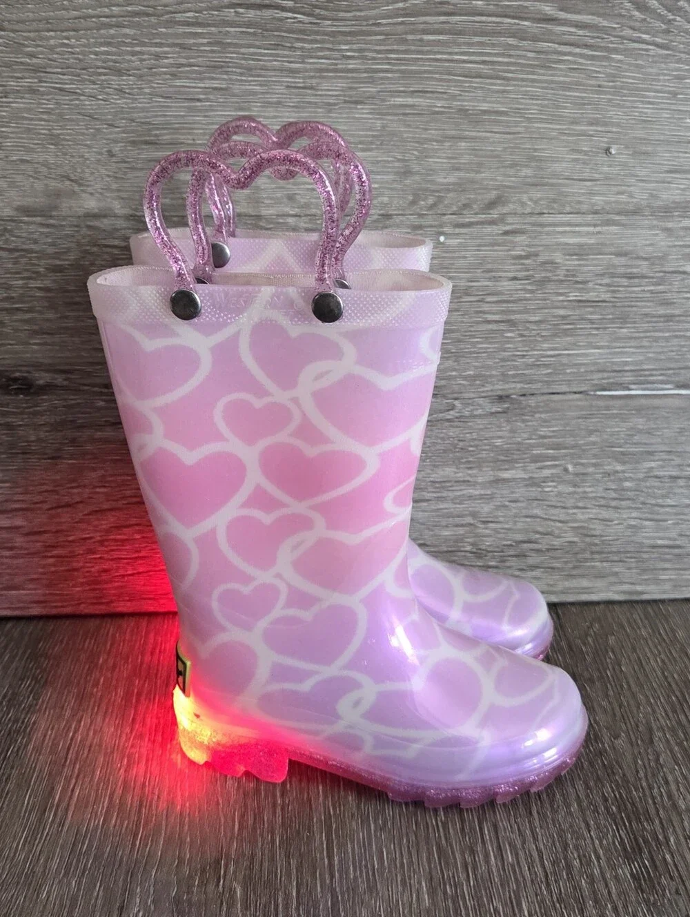 Western Chief Toddler Glitter Stars Lighted Rain Boot - Size 6